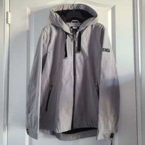 DKNY Hooded Water Resistant Windbreaker Jacket Gray Womens Size Small